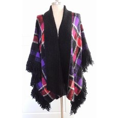 212516 275 랄프로렌 울 Indian Plaid Fringed Equestrian Riding 케이프 스웨터 Poncho