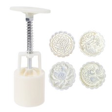 Mooncake Molds 3D Lotus & Carp 모양의 Mooncake 베이킹 액세서리 중반 축제를위한 손으로 압박하는 플라스틱 재료, 1개