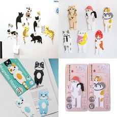 귀여운 고양이 냉장고자석 후크 마스크걸이 현관자석 차키걸이, 딸기