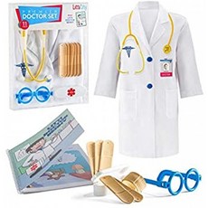 Litti City Doctor Kit for Kids-화이트 닥터 코트 청진기 및 의료용 키트가 포함 된 완벽한 의사 ) 수의사 액세서리-닥터 코트 의상 및 도구-소년 및 소녀 용