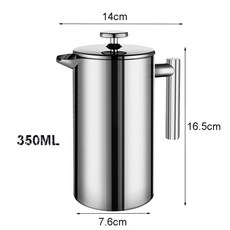 커피 머신 프랑스식 압착 스테인리스강 농축 커피 머신 양질 이중 단열 커피 주전자 1000ml, 350ml, 1개