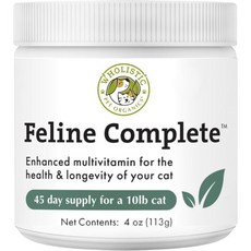 Wholistic Pet Organics Feline Complete - 8온스 고양이용 멀티비타민 및 프로바이오틱스 파우더 천연 고양이 사료 소화 지원 1272, Original Whitefish, 4 oz, 1개