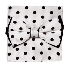 [미국] 757874 Bow Tie Handkerchief Set Polka Dot Design Solid Color BowTie & Hanky with Dots