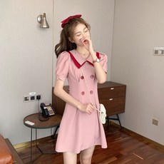 베이비돌원피스 법식 도라지 첫사랑 상큼한 수작 치마 햅번스타일 큐트 소금가능 벌룬소매 양복 여성원피스 여름