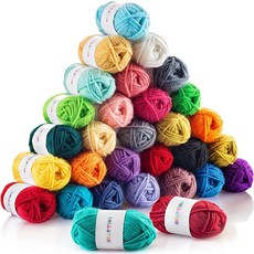  CRAFTISS 12x50g 아크릴 실 미니 타래 - 크로셰 및 뜨개질 공예 프로젝트를 위한 부드러운 1300야드 다양한 스타터 키트 벌크 성인 아동용 핫템 잇템, 30x20g 