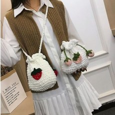 생활도움 손뜨개 가방 보이프렌드 가든 선물 내 옷핀 케이스 딸기 가방 만들기