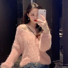 돌체비타샵 스위트 브이넥 루즈핏 부클 니트