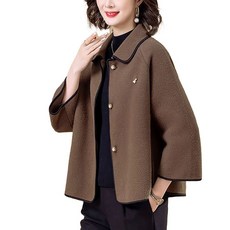 중년맘 럭셔리 모직코트 고급스러운 4050대 루즈핏 아우터 빅사이즈 80KG까지 울코트