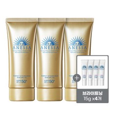 [아넷사] 퍼펙트 UV 선스크린 스킨케어 젤 N 90g 3개 + 브라이트닝젤 15g 4개, 상세 설명 참조