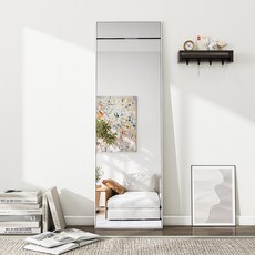 BEAUTYPEAK 1500 x 400mm 전신거울 홈짐 운동방 대형 전신 거울 수직으로 매달리거나 벽에 기대어 전신거울 알루미늄합금 얇은 테두리 거울 침실 탈의실, 흰색
