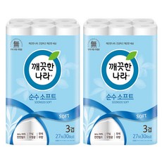 깨끗한나라 순수소프트 화장지 휴지 27m 30롤 2팩, 30개입, 2개