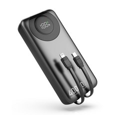 모바일 배터리 대용량 【2024년 업계 신디자인 4대 동시 충전】 40000mAh 급속 케이블 내장 Type-C 입출력, 02 녹색, 1개