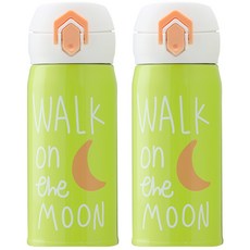 1+1 원터치 미니 보온병 보온물병 텀블러 350ml, 그린+그린, 1개