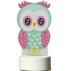 OLOEY [무드등 세트] 7가지 색깔 LED 무드등 (라운드 2.8mm 5D) 보석십자수, 민트 부엉이