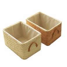 사각 안감 인테리어 수납함 라탄바구니 장난김 소품함, B.베이지색, C.26x18x15cm
