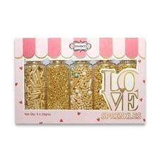 Sprinkles - Confect 케이크 및 컵케이크 장식용 스프링클 믹스 옐로우 틸 펄 드라제 샴페인 골드 지미 스파클링 슈가 5개 모듬 팩 99.2g(3.5온스)