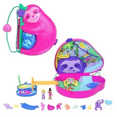 Polly Pocket 폴리포켓 놀이 세트 및 여행용 장난감 마이크로 인형 2개 액세서리 12개 동물 나무늘보 2-in-1 지갑 컴팩트