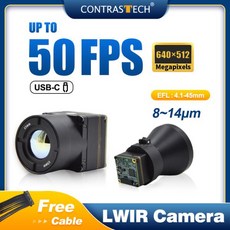 화재 보안용 MIPI 열상 드론 카메라 LWIR 0.8-1.4μm 640x512 50Hz 9.1mm 13mm, 없음, 10) 25Hz-Temp. Meas. - 13mm