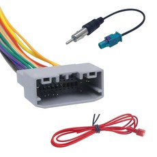 Nowkont Pack-3 자동차 오디오 DVD 수정 파워 스피커 배선 하네스 안테나 어댑터가 있는 스테레오 수리 부품 ABS 방수 커넥터 지프 나침반/랭글러 닷지와 호환 (