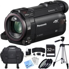 파나소닉 HC WXF991K 4K 울트라 HD 캠코더 와이파이 멀티 장면 트윈 카메라 블랙 번들 32GB SDHC 메모리 카드 필터 키트 3개입 가방 및 60인치 삼각대, 1개