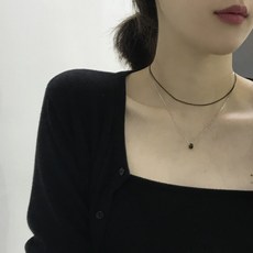 아으잇 써지컬스틸 블랙 볼 체인 초커 레이어드 목걸이 2종