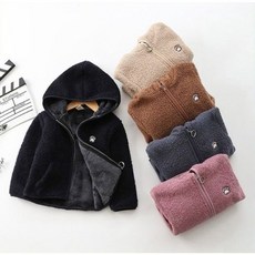 키즈 유아 뽀글이 후드 집업 본딩 점퍼 가디건 등원복 실내복 ( 4 color )