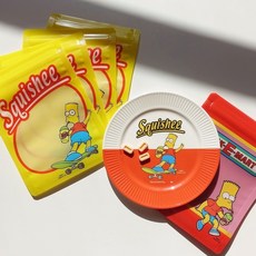 심슨 simpsons 지퍼백 4개입 세트, 빨강