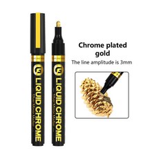 Guangna 액체 거울 마커 실버 펜 DIY 반사 페인트 크롬 마감 금속 미술 공예, 3mm Gold 1pcs, 6)1Pcs Gold 3.0mm