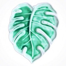 바우어새도자기 수채화 팔레트 6.7 in Monstera Leaf Artist Professional Ceramic Palette (포르셀레인), 1