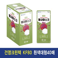 [박스포장/무료배송] 건영크린텍 KF80 숨쉬기편한 황사마스크 대형 40매, 화이트대형 40매, 40개