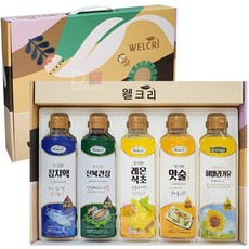 웰크리 프리미엄 5종 양념 오일선물세트 (액젓 간장 식초 맛술 해바라기유 추석 설 명절선물, 410ml, 1세트