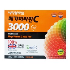 비타블로썸 메가 비타민C 3000 파인 영국산 비타민C 고함량 가루 비타민C 항산화 영양제, 2개, 120포
