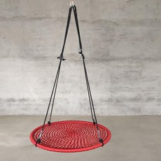 원형 그네 해먹 야외놀이터 그물 그네의자 풀빌라 펜션 리조트 흔들의자, 레드 직경 80cm
