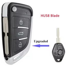 DIYKEY 수정된 315/433MHz ID44 EWS 시스템 bmw 호환 E36 E38 E39 E46 E53 E60 E61 E81 X3 X5 Z3 Z4 LX8 FZV 플립 키 원, [01] 315MHz, [02] HU58 Blade, 1개