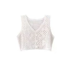 코바늘 조끼 모티브 뷔에스트 민소매 니트 뷔스티에 손뜨개 니트조끼