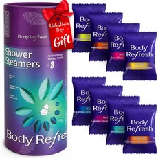 BodyRefresh 샤워 스티머 아로마테라피 여성 생일 선물 에센셜 오일이 들어간 8팩 폭탄 셀프 케어 휴식 엄마 아내 그녀 크리스마스 스타킹 스터퍼, 샤워 폭탄 8개, 8개