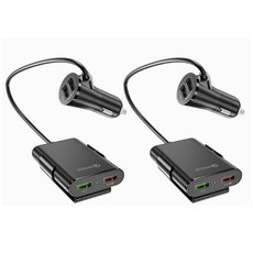 1+1 차량용 고속충전 QC3.0 원터치 8A 퀵차지 4USB 급속충전 시거잭 멀티 유선, 블랙