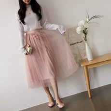 여성 여리여리 플리츠 쉬폰 발레리나 롱 치마 스커트