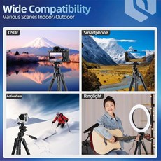 Fotopro 카메라 삼각대 48인치 무선 리모컨 포함 전화 3Way 헤드 경량 알루미늄 휴대용 여행 스탠드 캐논 DSLR 소니 니콘과 호환됩니다, 48