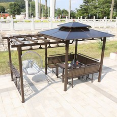 DIPYLON 모던 야외 정자 포도대 정원 그네 실외 휴정 부목방지, 정자+테이블+버블리프트