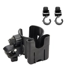 로엘라이프 2in1유모차 컵홀더 다용도 컵 핸드폰 거치대 홀더 R-J33, 블랙, 1개