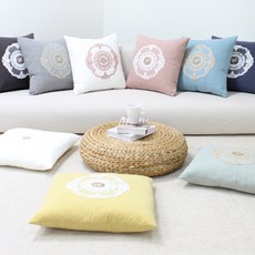 엔틱 자수 커버 방석 및 쿠션 겸용, 네이비