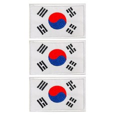 프루마 대한민국 태극기 자수 와팬 패치 벨크로 찍찍이, 화이트, 3개 화이트, 3개