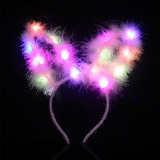 솜털 바니 LED머리띠 토끼머리띠 파티머리띠 페스티벌 소품 인증샷템 인스타감성, 핑크