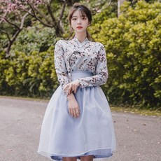 생활한복 세트 물망초 저고리 닻별 소라 허리치마_178.3