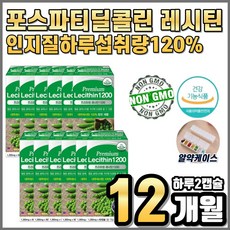 대두 레시틴 캡슐 LECITHIN 인지질 NON GMO LDL콜레스테롤 도움 미국완제품 식약처인정 인증 노인 실버 시니어 남성 여성, 12박스, 60정