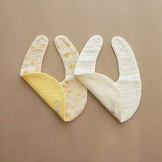 [무무앤두두]Yellow flower 트리플 거즈 도톰한 겨울 아기턱받이 침받이, 캔디플라워+아이보리set