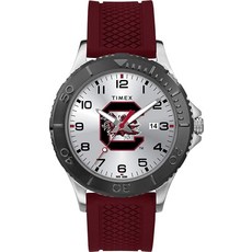 Timex 타이맥스 타임맥스 Tribute 남성용 대학 게이머 42mm 시계 - 사우스 캐롤라이나 게임콕 크림슨 실리콘 스트랩 포함 Gamecocks 쿼츠
