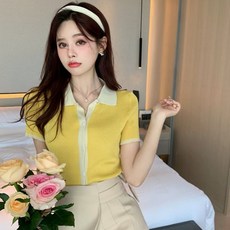 폴로여성반팔니트