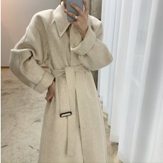 프렌치 볼륨 클래식 주름 슬림핏 원피스 귀리 모직 롱코트 코트 니트조끼 세가지 커버